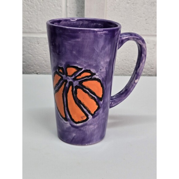 Hand Thrown Pottery Mug with Basketball Enthusiasm Artist Signed - Picture 1 of 8